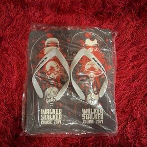 Walker Stalker Cruise 2017 Graphic Flip Flops - Black & White with Red Accents